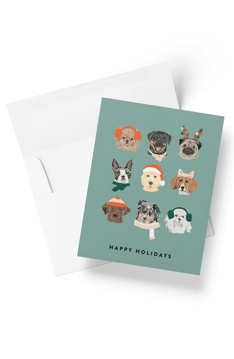Joy Paper Co. Holiday Dogs Boxed Set of 8 Cards, Main, color, Bright White
