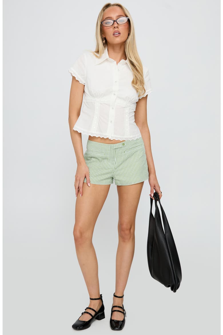 Protect Your Peace Eyelet Short Sleeve Shirt, Alternate, color, WHITE