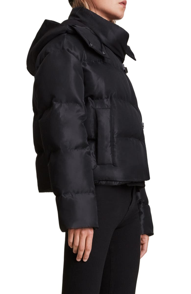 AllSaints Allais Hooded Puffer Coat, Alternate, color, Black