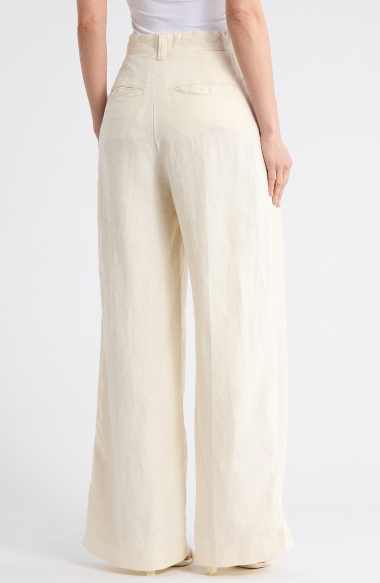 DL1961 Hepburn Pleated High Waist Wide Leg Linen Pants, Alternate, color, Flax Linen