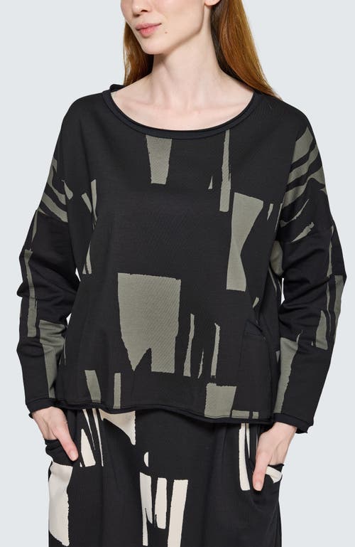 Luukaa Nerina Cropped Graphic Blouse In Black
