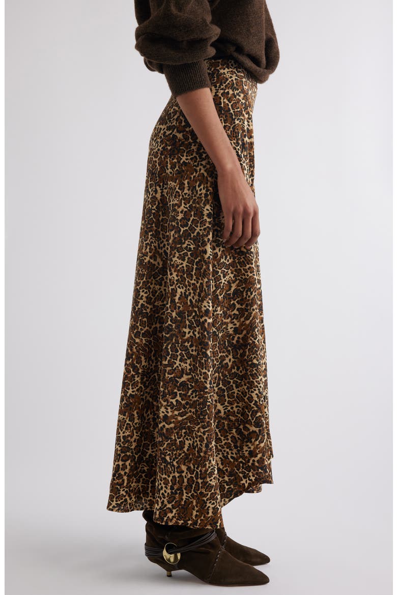 Sakura Leopard Print Stretch Silk Maxi Skirt, Alternate, color, LEOPARD