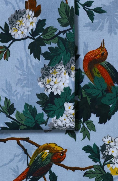 Azores Home Celina Floral Cotton Flannel Sheet Set In Blue