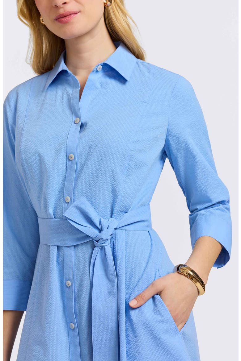 Fiona Belted Seersucker Shirtdress, Alternate, color, LAKE BLUE