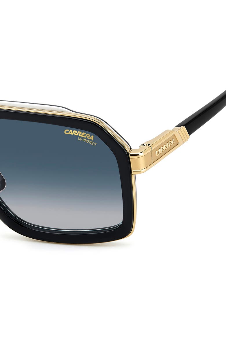 Carrera Eyewear 60mm Gradient Rectangular Sunglasses, Alternate, color, Black White/ Dark Blue