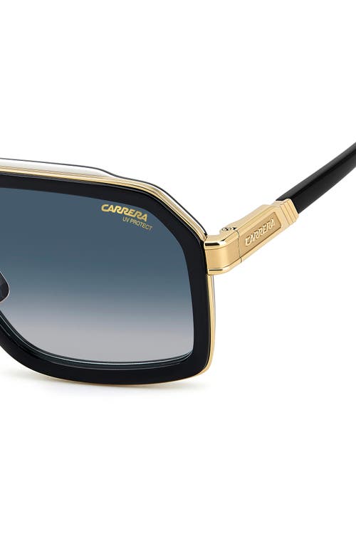 Carrera Eyewear 60mm Gradient Rectangular Sunglasses In Black White/dark Blue