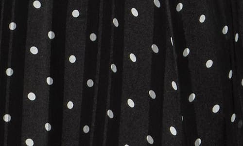 Adrianna Papell Polka Dot Tie Keyhole Long Sleeve Top In Black