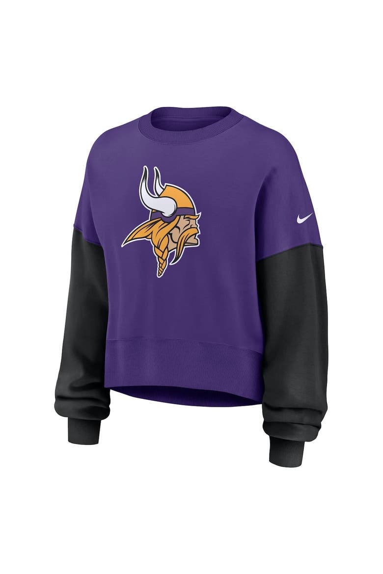 Women's Nike Purple Minnesota Vikings Oversized Color-Block Pullover Sweatshirt, Alternate, color, Purple