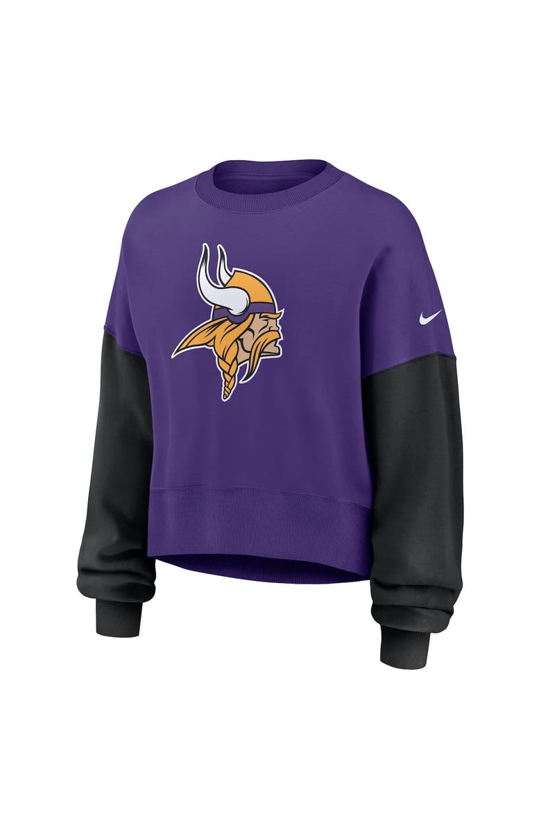 Nike Women's Nike Purple Minnesota Vikings Oversized Color-Block Pullover Sweatshirt, Alternate, color, Purple