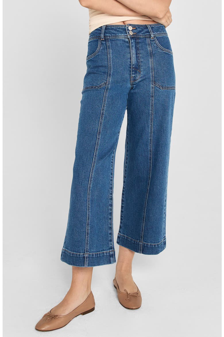 Gemma Cruise High Waist Crop Wide Leg Jeans, Main, color, BLUE