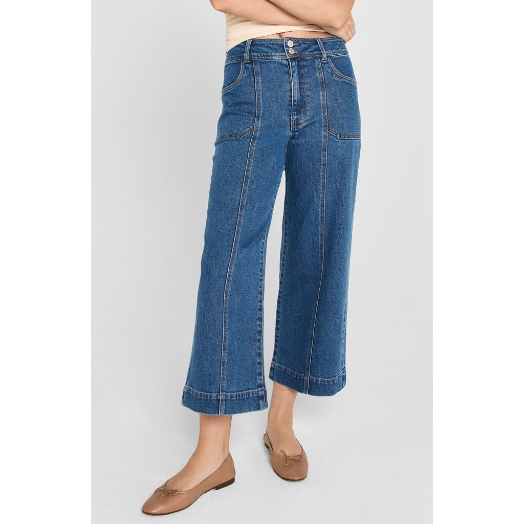 Unpublished Gemma Cruise High Waist Crop Wide Leg Jeans In Blue