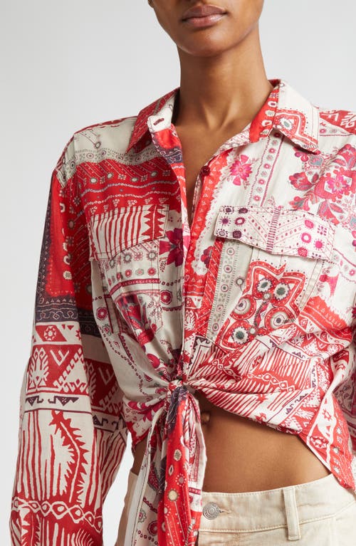 Isabel Marant Étoile Nathy Bandana Print Cotton Tie Front Button-up Shirt