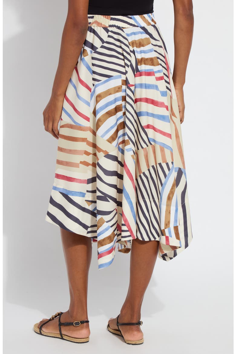 Lorenza Mixed Stripe Satin Handkerchief Hem Skirt, Alternate, color, STRIPE ART
