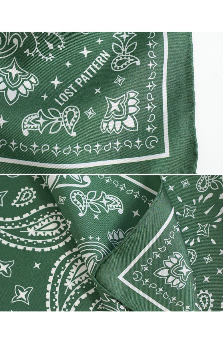 Lost Pattern "Paisley" Silk Bandana Scarf, Alternate, color, Sagebrush Green