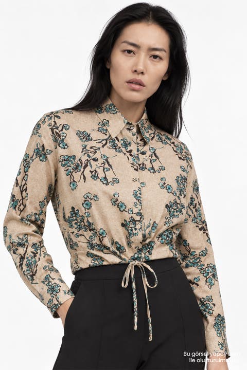 Collared Shirt With Elastic Hem