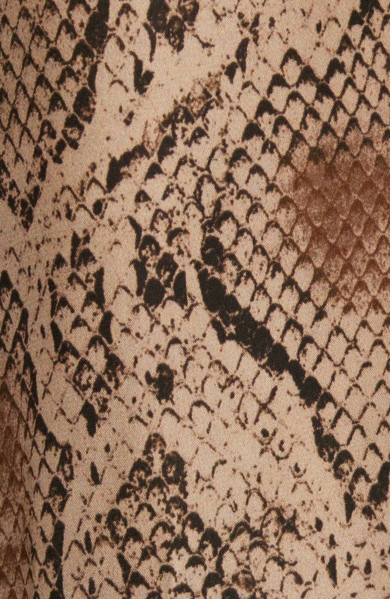 KOBI HALPERIN Samara Snakeskin Print Tie Waist Shirtdress, Alternate, color, Tannin Multi