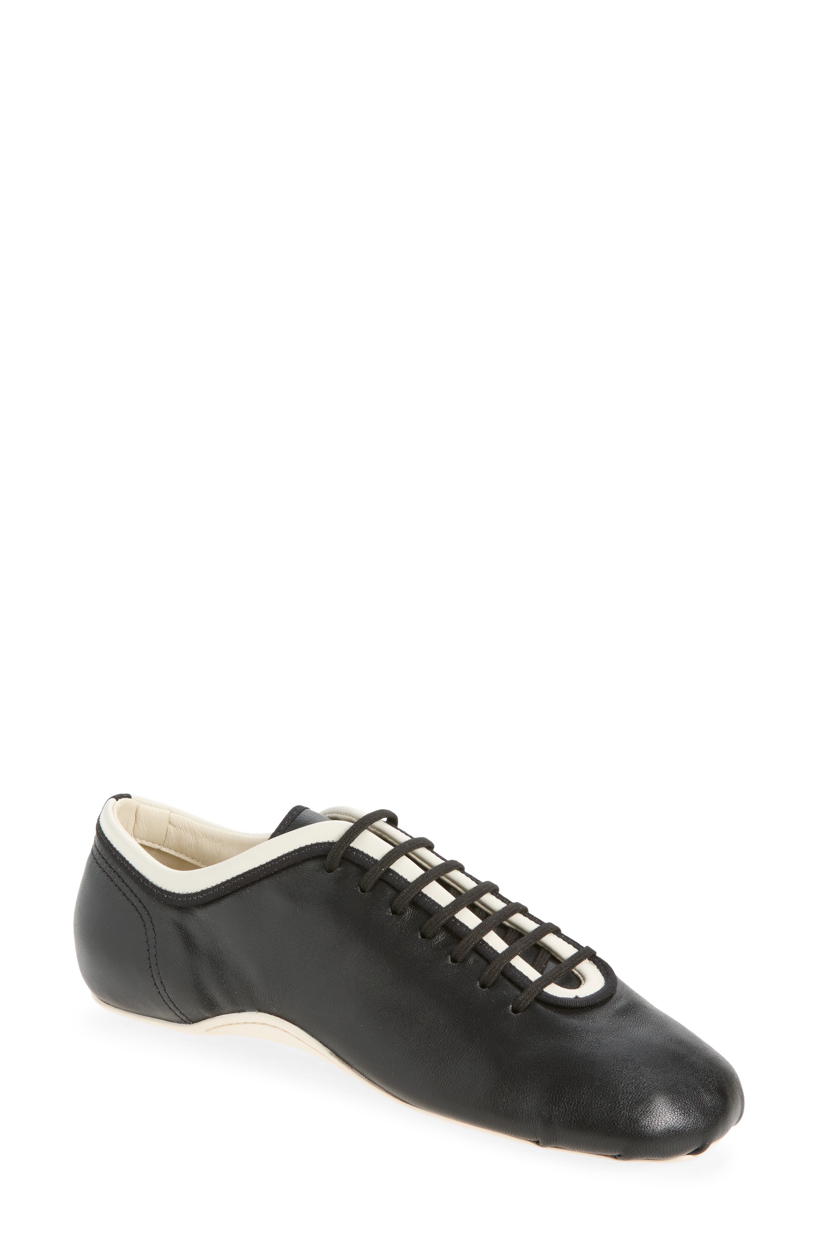 Leather Ballerina Sneaker, Main, color, 900 BLACK