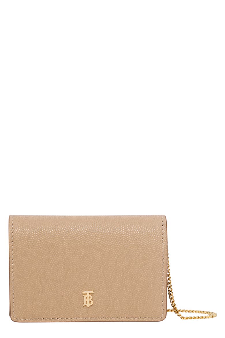 Grainy Leather Card Case with Detachable Strap, Main, color, ARCHIVE BEIGE