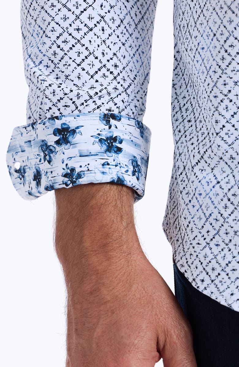 Robert Graham Montagu Knit Button-Up Shirt, Alternate, color, White Multi