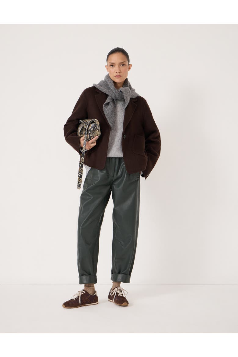 Mina Pure Wool Double Faced Blazer, Alternate, color, Chocolate Brown