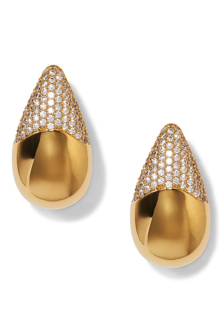 Alma Pavé Teardrop Earrings, Main, color, GOLD