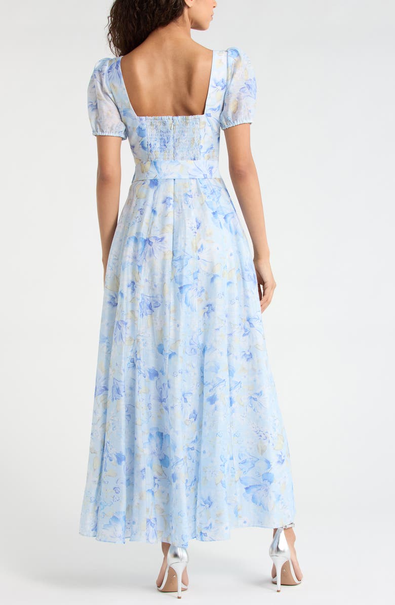 Ever New Marigold Belted Maxi Dress, Alternate, color, Blue Macy Floral