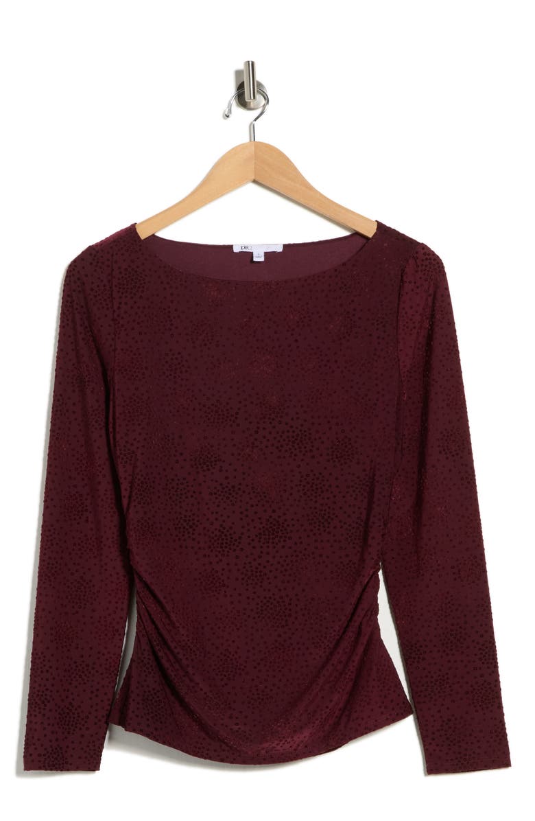 DR2 by Daniel Rainn Long Sleeve Ruched Top, Alternate, color, Wine