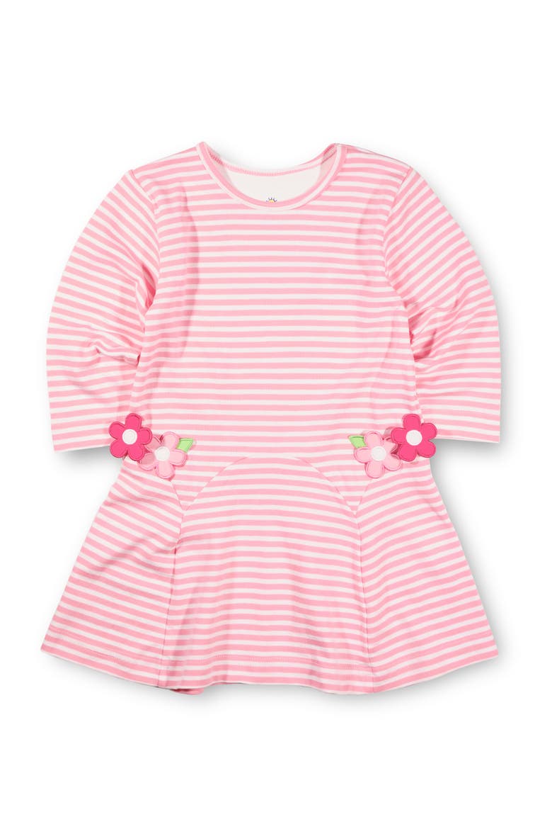 Stripe Knit Dress With Flowers, Main, color, Pink, White