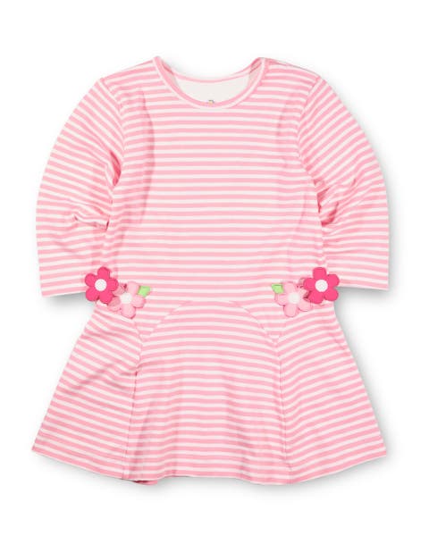 Stripe Knit Dress With Flowers (Toddler, Little Kid)