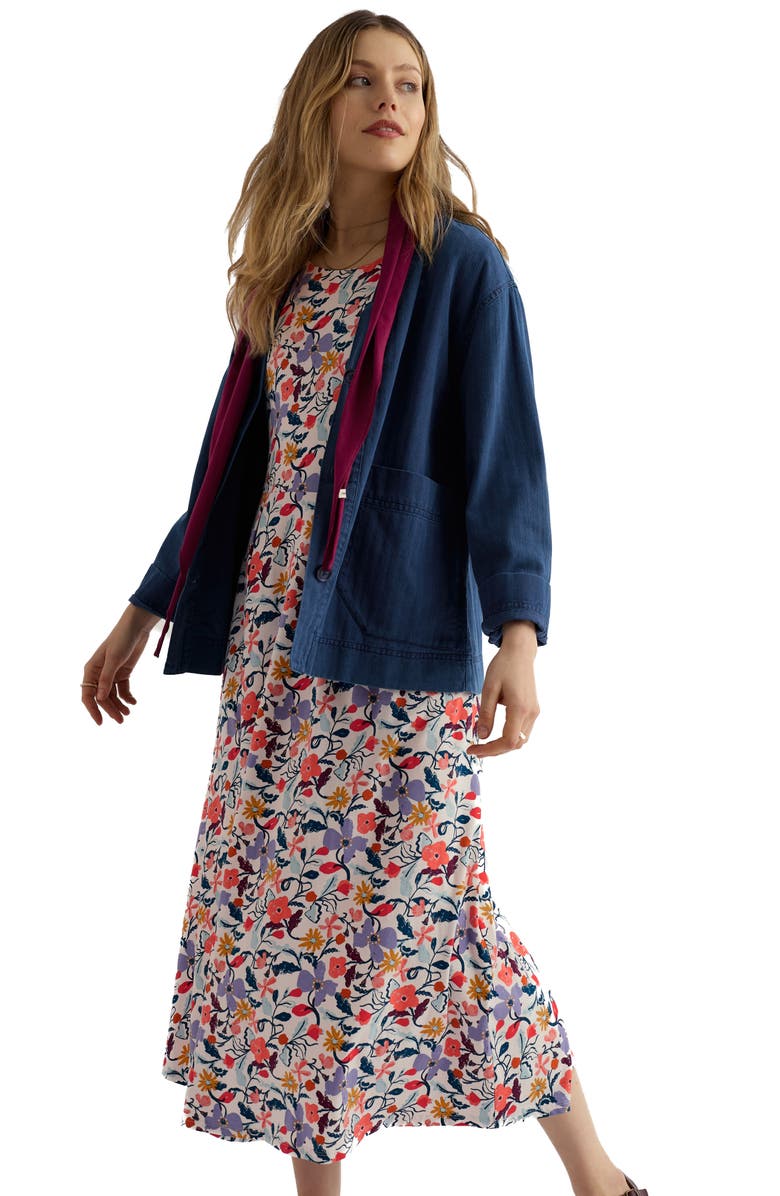 Seasalt Cornwall Veronica Floral Stretch Organic Cotton Midi Dress, Alternate, color, Winding Meadow Mix