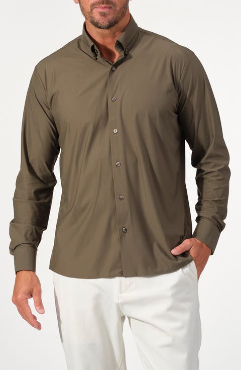 Solid Performance Stretch Button-Up Shirt