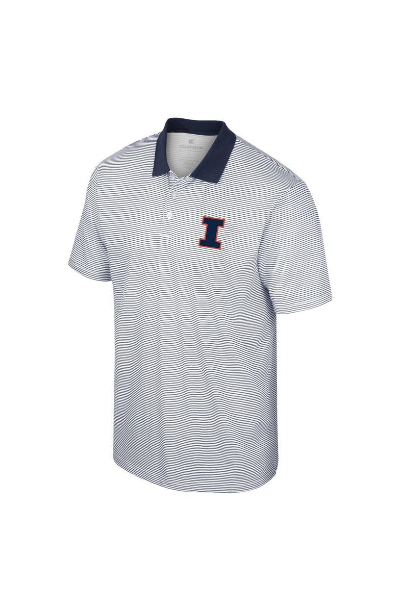 COLOSSEUM Men's Colosseum White/Navy Illinois Fighting Illini Print Stripe Polo, Alternate, color, 