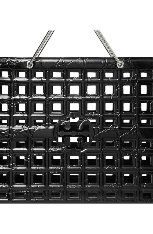 Tory Burch Ella Croc Embossed Leather Shopping Basket Tote
