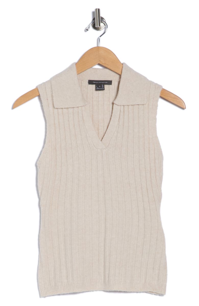 French Connection Sleeveless Polo Vest, Alternate, color, Cream Melange