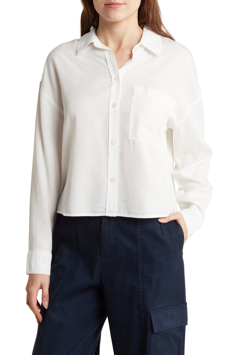 Calvin Klein Jeans Crop Button-Up Shirt, Main, color,
