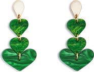 Toolally Heart Drop Earrings - Grass Green
