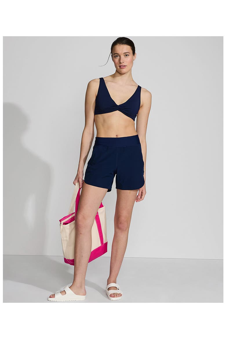 5" Quick Dry Elastic Waist Board Shorts Swim Cover-up Shorts with Panty, Alternate, color, Deep Sea Navy