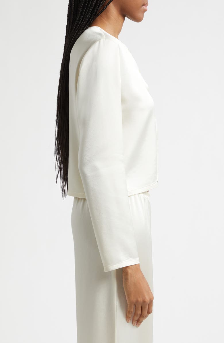 LESET Barb Button-Up Crewneck Cardigan, Alternate, color, Creme