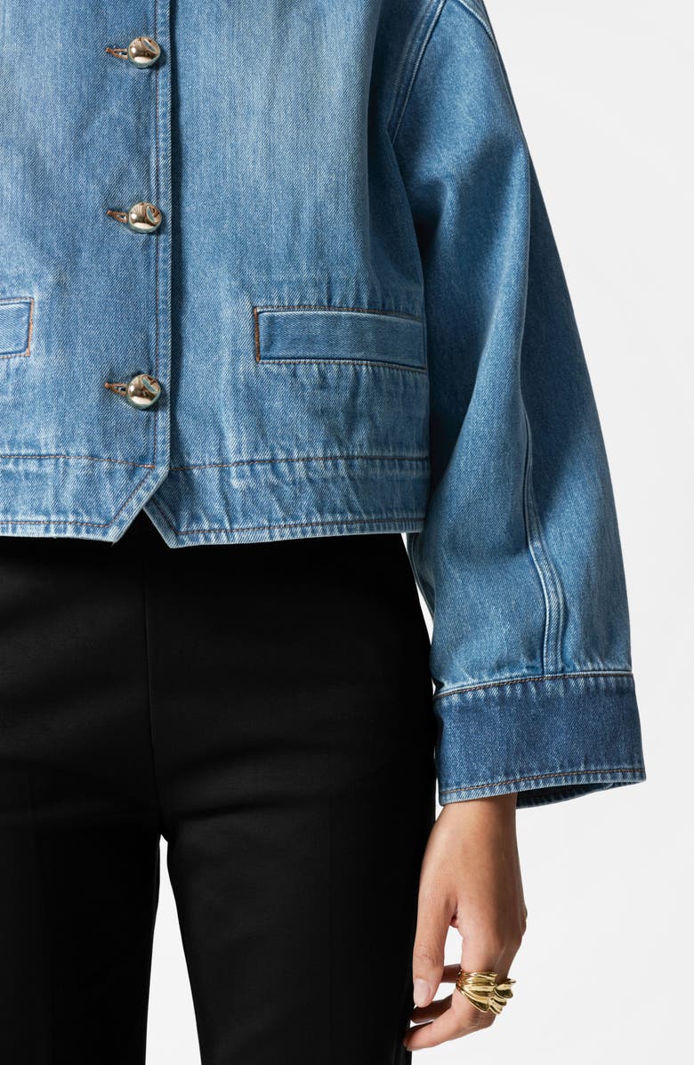
Other Stories Collarless Crop Denim Jacket, Alternate, color, 