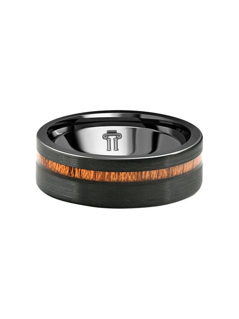 Men's Brushed Tungsten & Genuine Wood 8mm Ring Wedding Band