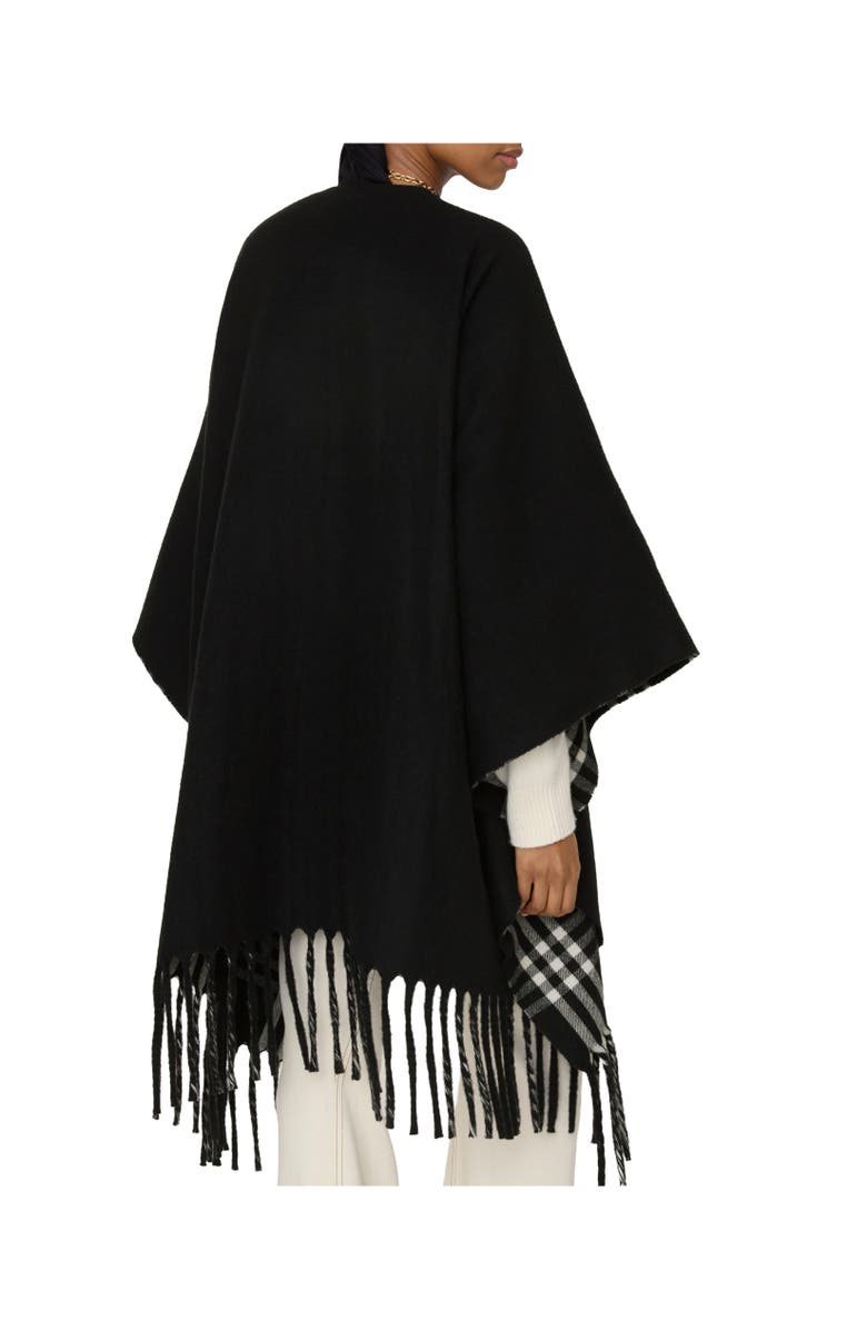 Burberry EKD Fil Coupé Wool Cape, Alternate, color, Black/Calico Beige