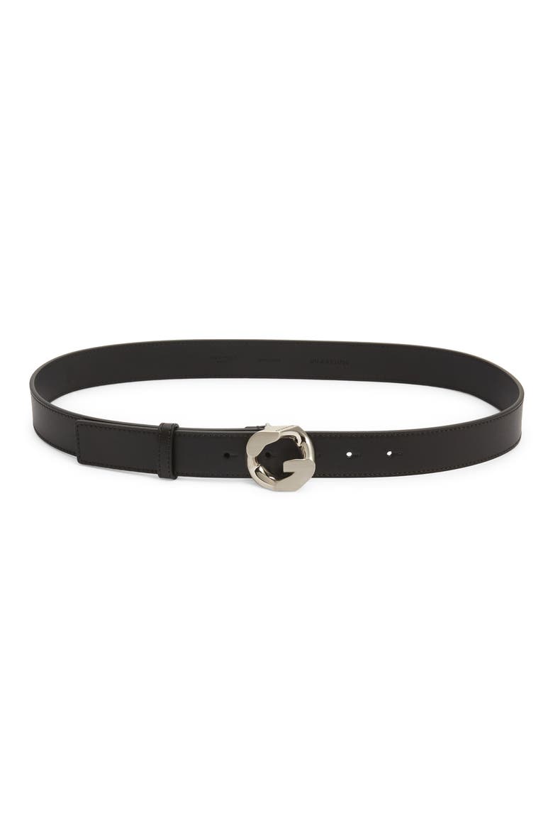 G-Chain Buckle Leather Belt, Main, color, BLACK