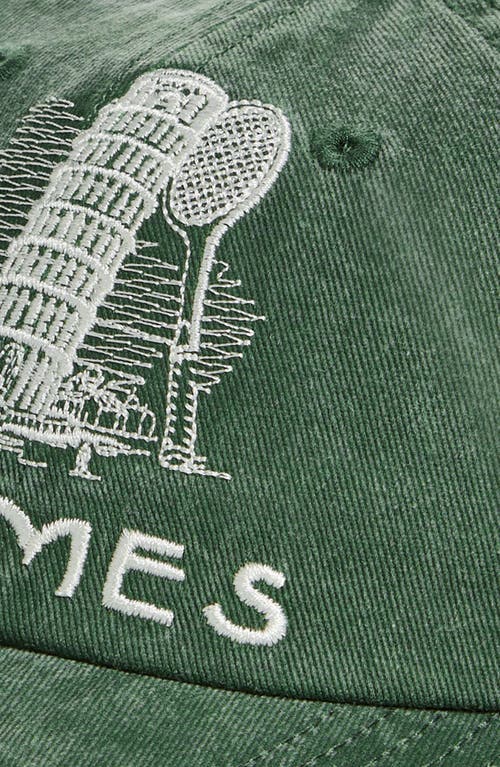 Palmes Tower Embroidered Adjustable Twill Baseball Cap In Green