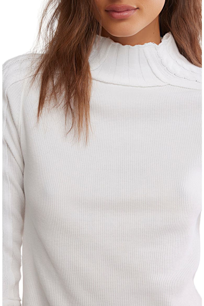 WTF Breezy Cable Knit Mock Neck Top, Alternate, color, IVORY