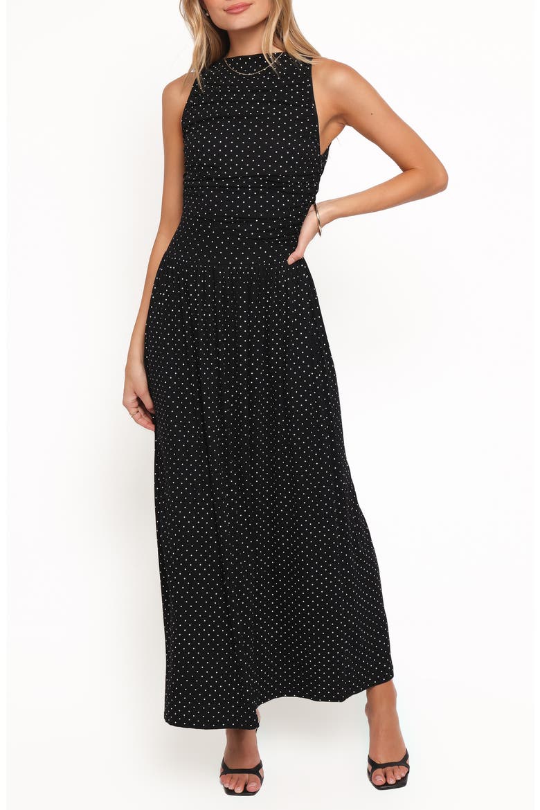 Shirley Polka Dot Sleeveless Maxi Dress, Main, color, BLACK POLKA DOT
