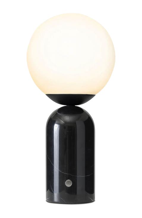 Mila Tall 16" LED Marble Bedside Table Lamp with Frosted Glass Globe and Built-In 3-Way Dimmer