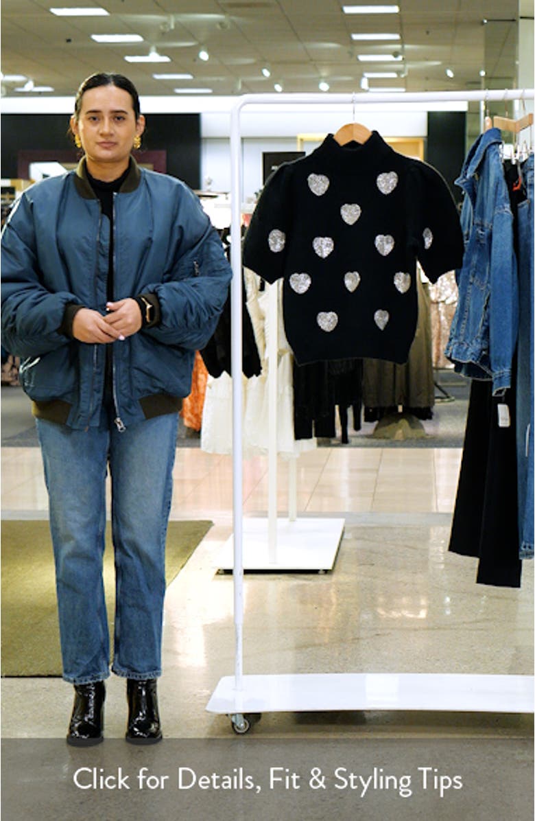 Heart Embellished Puff Sleeve Sweater, sales video thumbnail