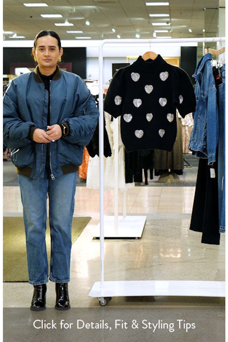 Heart Embellished Puff Sleeve Sweater video