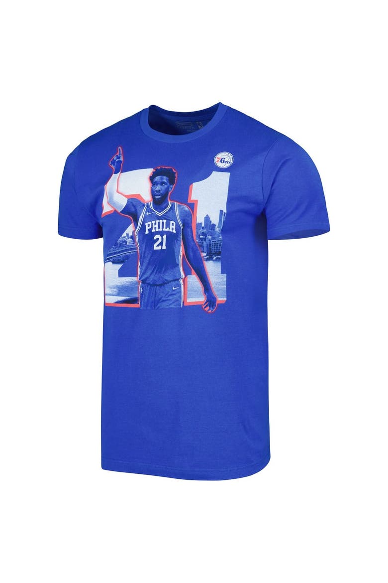 Unisex Stadium Essentials Joel Embiid Royal Philadelphia 76ers Player Skyline T-Shirt, Alternate, color, Royal
