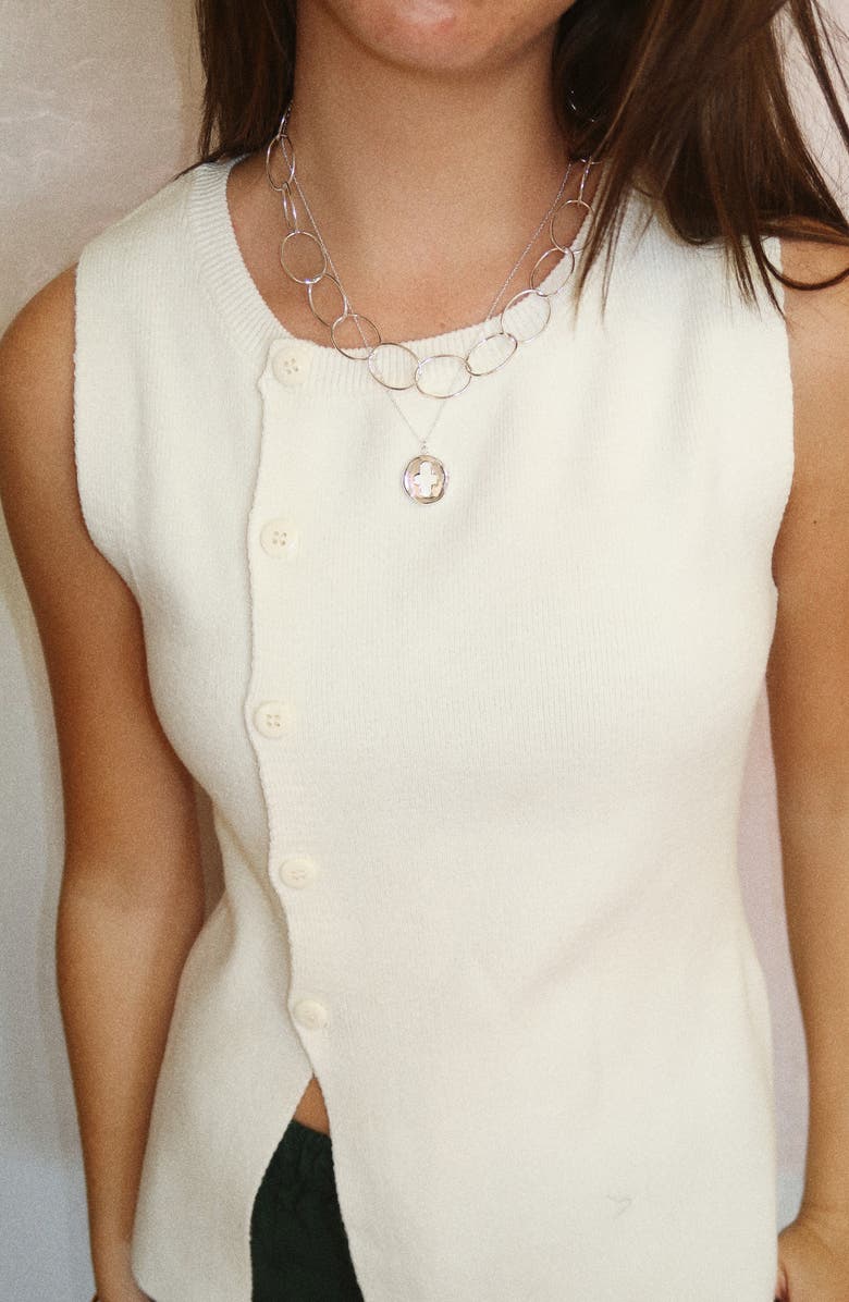 Joiana Jewelry Stamp Coin Necklace, Alternate, color, White Silver